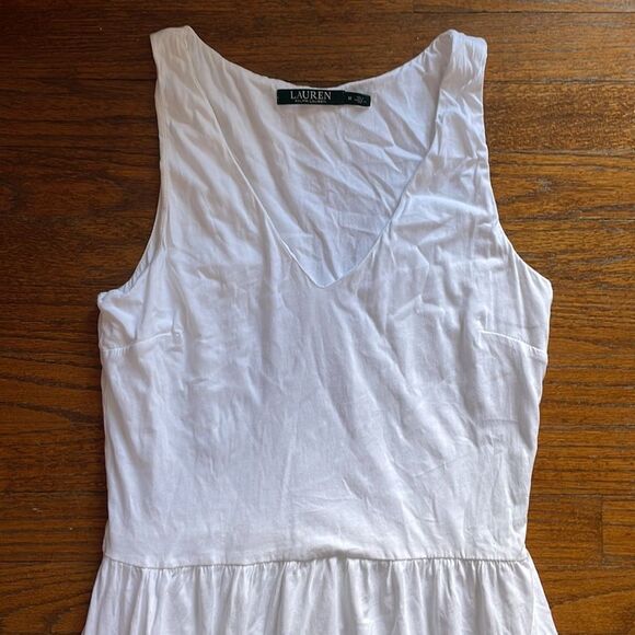 Ralph Lauren White Embroidered V-Neck Midi Dress - Picture 2 of 7